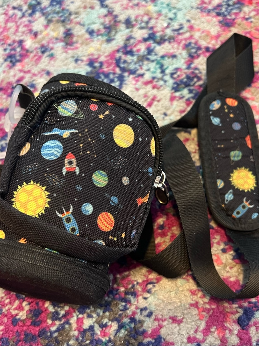 Space Pattern Kids Crossbody Water Bottle Bag